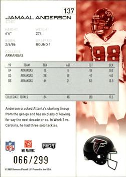 2007 Playoff NFL Playoffs - Gold #137 Jamaal Anderson Back