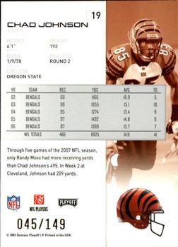 2007 Playoff NFL Playoffs - Gold Metalized #19 Chad Johnson Back