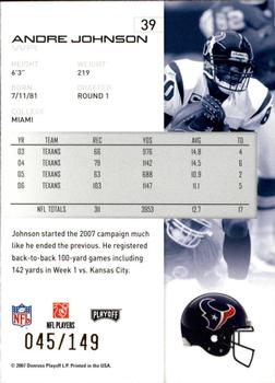 2007 Playoff NFL Playoffs - Gold Metalized #39 Andre Johnson Back