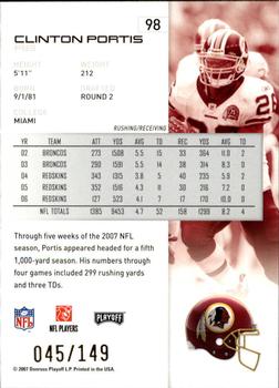 2007 Playoff NFL Playoffs - Gold Metalized #98 Clinton Portis Back