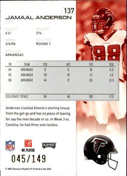 2007 Playoff NFL Playoffs - Gold Metalized #137 Jamaal Anderson Back