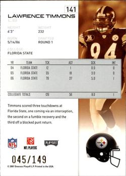2007 Playoff NFL Playoffs - Gold Metalized #141 Lawrence Timmons Back