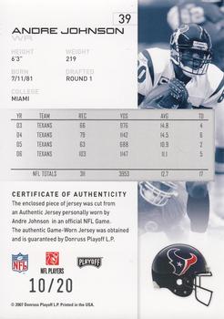 2007 Playoff NFL Playoffs - Materials Red Prime #39 Andre Johnson Back