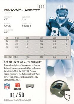 2007 Playoff NFL Playoffs - Materials Silver #111 Dwayne Jarrett Back
