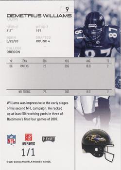 2007 Playoff NFL Playoffs - Platinum #9 Demetrius Williams Back