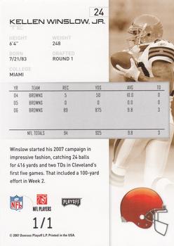 2007 Playoff NFL Playoffs - Platinum #24 Kellen Winslow Jr. Back