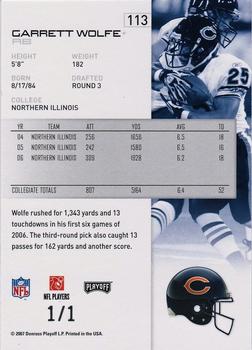 2007 Playoff NFL Playoffs - Platinum #113 Garrett Wolfe Back