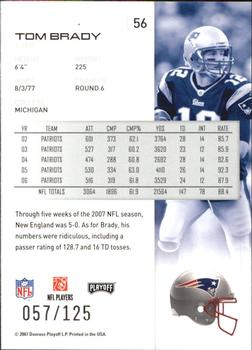 2007 Playoff NFL Playoffs - Red Holofoil #56 Tom Brady Back