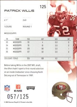 2007 Playoff NFL Playoffs - Red Holofoil #125 Patrick Willis Back
