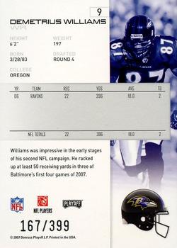 2007 Playoff NFL Playoffs - Red Metalized #9 Demetrius Williams Back