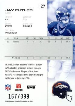 2007 Playoff NFL Playoffs - Red Metalized #29 Jay Cutler Back
