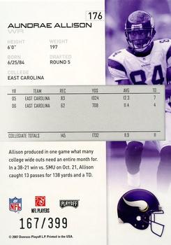 2007 Playoff NFL Playoffs - Red Metalized #176 Aundrae Allison Back