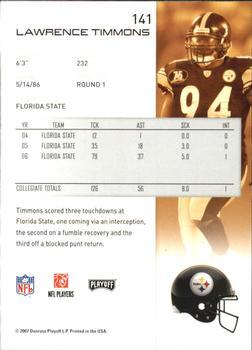 2007 Playoff NFL Playoffs - Red Proof #141 Lawrence Timmons Back