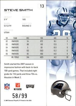 2007 Playoff NFL Playoffs - Silver Holofoil #13 Steve Smith Back