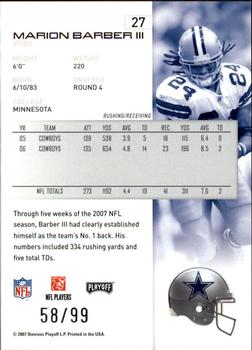 2007 Playoff NFL Playoffs - Silver Holofoil #27 Marion Barber Back