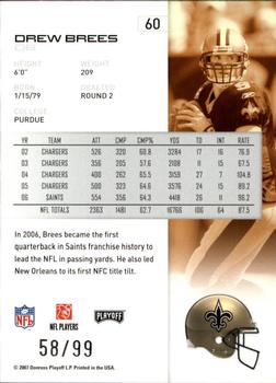 2007 Playoff NFL Playoffs - Silver Holofoil #60 Drew Brees Back