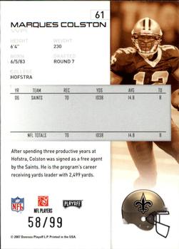 2007 Playoff NFL Playoffs - Silver Holofoil #61 Marques Colston Back