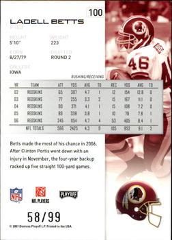2007 Playoff NFL Playoffs - Silver Holofoil #100 Ladell Betts Back