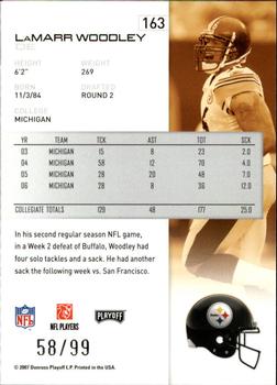 2007 Playoff NFL Playoffs - Silver Holofoil #163 LaMarr Woodley Back