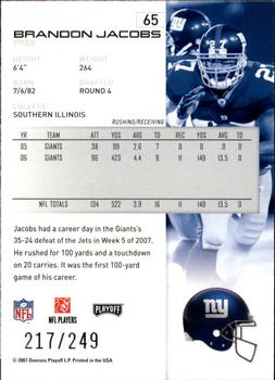 2007 Playoff NFL Playoffs - Silver Metalized #65 Brandon Jacobs Back