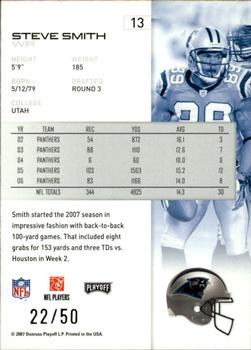 2007 Playoff NFL Playoffs - Silver Proof #13 Steve Smith Back