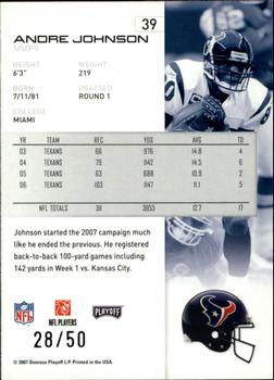 2007 Playoff NFL Playoffs - Silver Proof #39 Andre Johnson Back