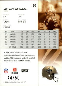 2007 Playoff NFL Playoffs - Silver Proof #60 Drew Brees Back