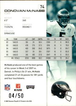 2007 Playoff NFL Playoffs - Silver Proof #74 Donovan McNabb Back