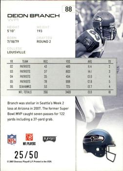 2007 Playoff NFL Playoffs - Silver Proof #88 Deion Branch Back