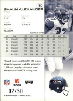 2007 Playoff NFL Playoffs - Silver Proof #90 Shaun Alexander Back