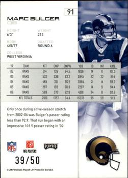 2007 Playoff NFL Playoffs - Silver Proof #91 Marc Bulger Back