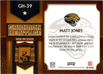 2007 Playoff Prestige - Gridiron Heritage #GH-39 Matt Jones Back