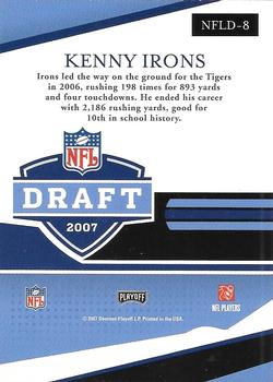 2007 Playoff Prestige - NFL Draft #NFLD-8 Kenny Irons Back