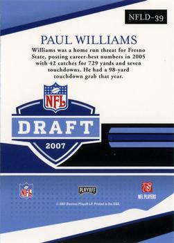 2007 Playoff Prestige - NFL Draft #NFLD-39 Paul Williams Back