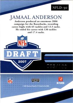 2007 Playoff Prestige - NFL Draft Foil #NFLD-30 Jamaal Anderson Back