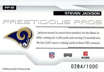 2007 Playoff Prestige - Prestigious Pros Blue #PP-19 Steven Jackson Back