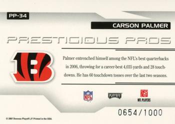 2007 Playoff Prestige - Prestigious Pros Blue #PP-34 Carson Palmer Back