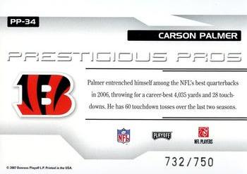2007 Playoff Prestige - Prestigious Pros Red #PP-34 Carson Palmer Back