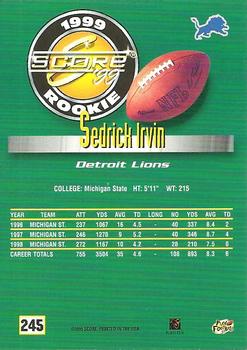1999 Score #245 Sedrick Irvin Back