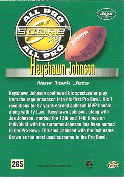 1999 Score #265 Keyshawn Johnson Back
