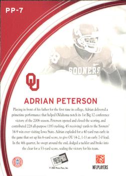 2007 Press Pass - Primetime Players #PP-7 Adrian Peterson Back