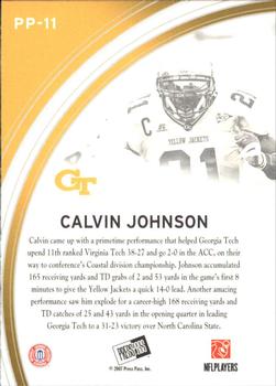 2007 Press Pass - Primetime Players #PP-11 Calvin Johnson Back