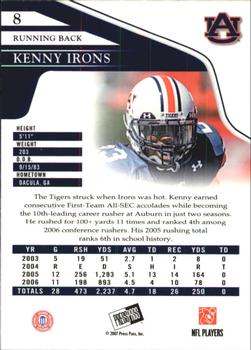2007 Press Pass - Reflectors #8 Kenny Irons Back