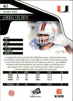 2007 Press Pass - Reflectors #40 Greg Olsen Back