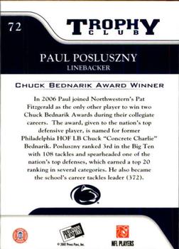 2007 Press Pass - Reflectors #72 Paul Posluszny Back