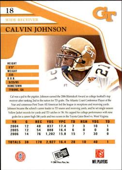 2007 Press Pass - Reflectors Blue #18 Calvin Johnson Back