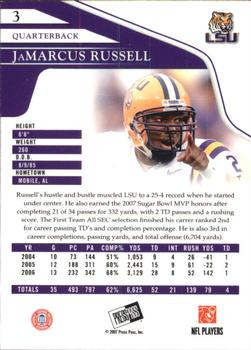2007 Press Pass - Reflectors Proof #3 JaMarcus Russell Back