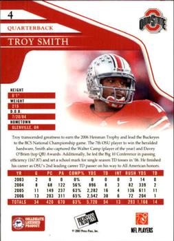 2007 Press Pass - Reflectors Proof #4 Troy Smith Back