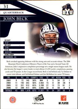 2007 Press Pass - Reflectors Proof #31 John Beck Back