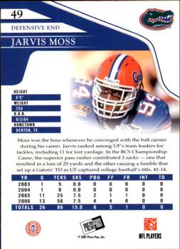 2007 Press Pass - Reflectors Proof #49 Jarvis Moss Back